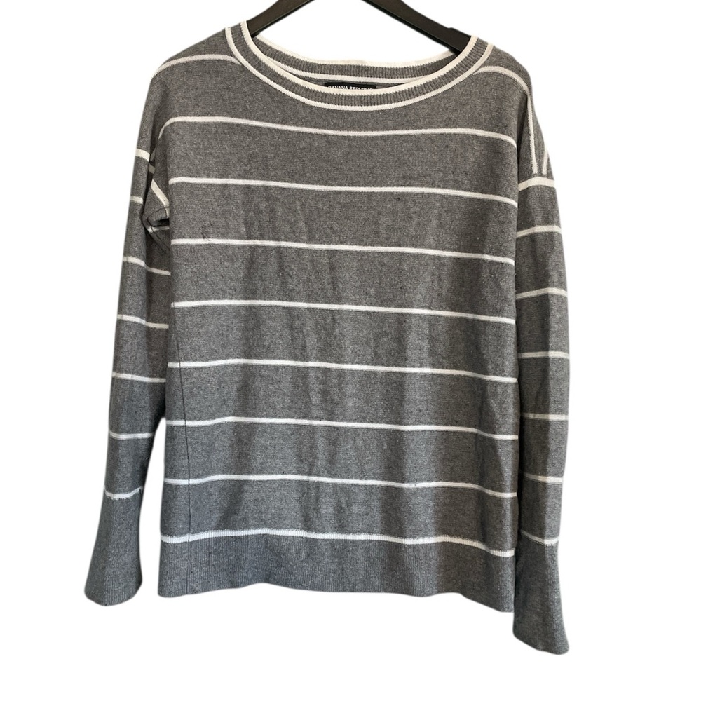 Banana Republic Gray and White Striped Sweater